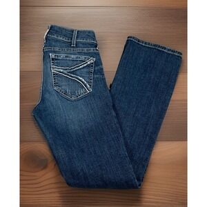 Ariat REAL Jeans Womens 28R Blue Medium Wash Mid Rise Bootcut Embroidered Denim